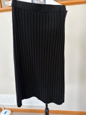Quince Black Ribbed Knit Maxi Skirt